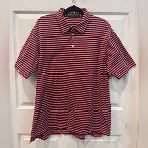 Southern Point Co. Men's Caddie Stripe Polo Shirt Pink/Navy Blue Size XL